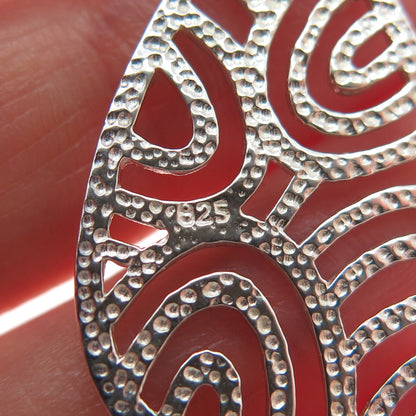 925 Sterling Silver Italy Modernist Ornate Teardrop Cable Chain Necklace 18"