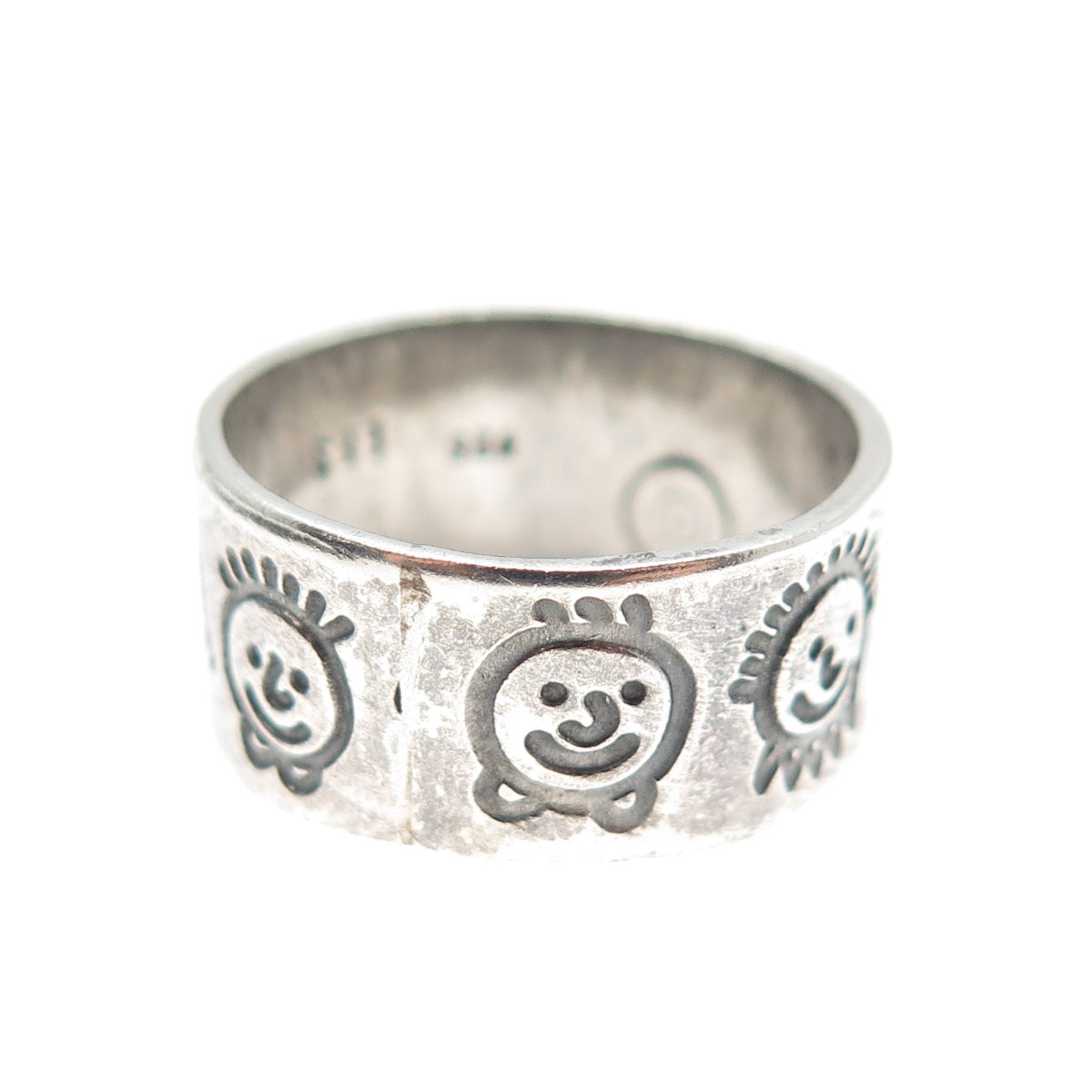 925 Sterling Silver Vintage EFS Mexico Children Oxidized Band Ring Size 8.25