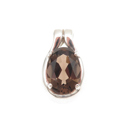 Kabana 925 Sterling Silver Vintage Real Smoky Quartz Mini Slide Charm Pendant