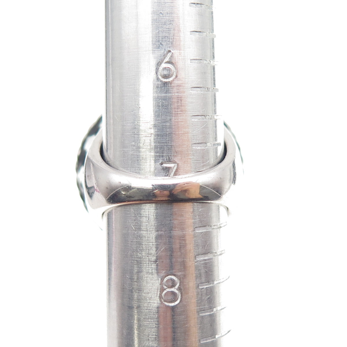 925 Sterling Silver Enamel Round-Cut Purple C Z Statement Ring Size 7.25