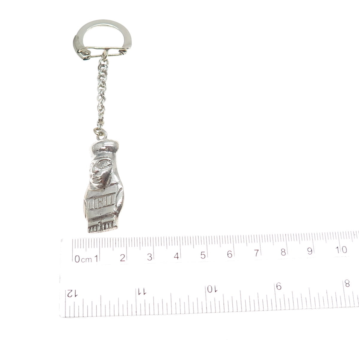 925 Sterling Silver Vintage Peruvian Tribal Goddess Key Fob Chain