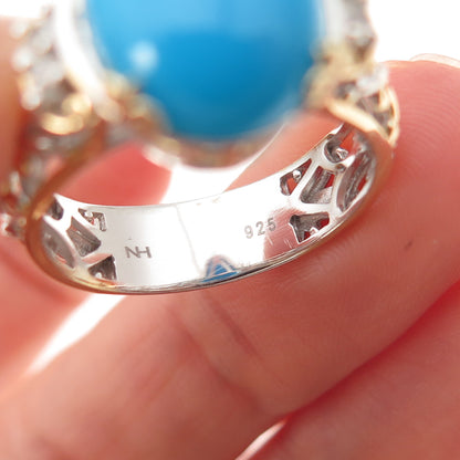 Michael Valitutti Gems En Vogue Sterling Silver Turquoise & Topaz Ring Size 8.25