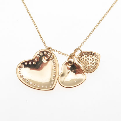 DEE BERKLE 925 Sterling Silver Gold Plated C Z Heart Cable Chain Necklace 18-20"