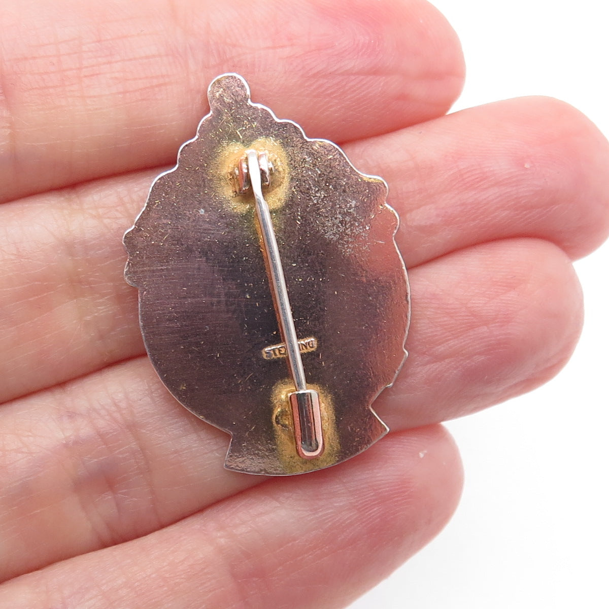 925 Sterling Gold Plated Antique WWII Enamel British War Relief Society Brooch
