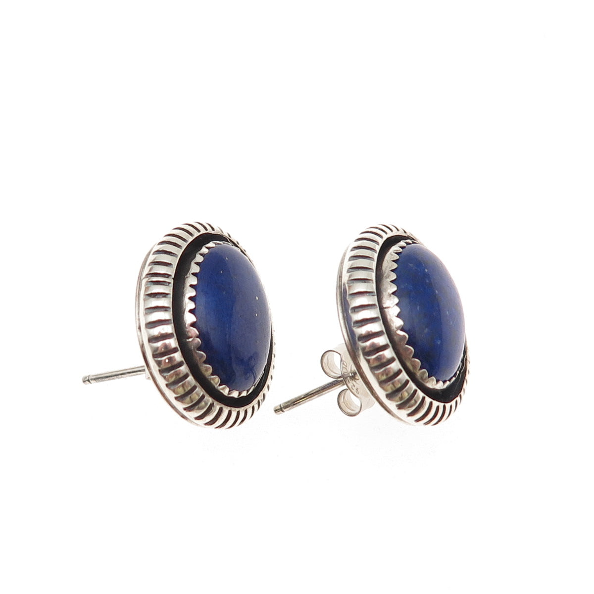 Old Pawn 925 Sterling Silver Vintage Southwestern Lapis Tribal Earrings