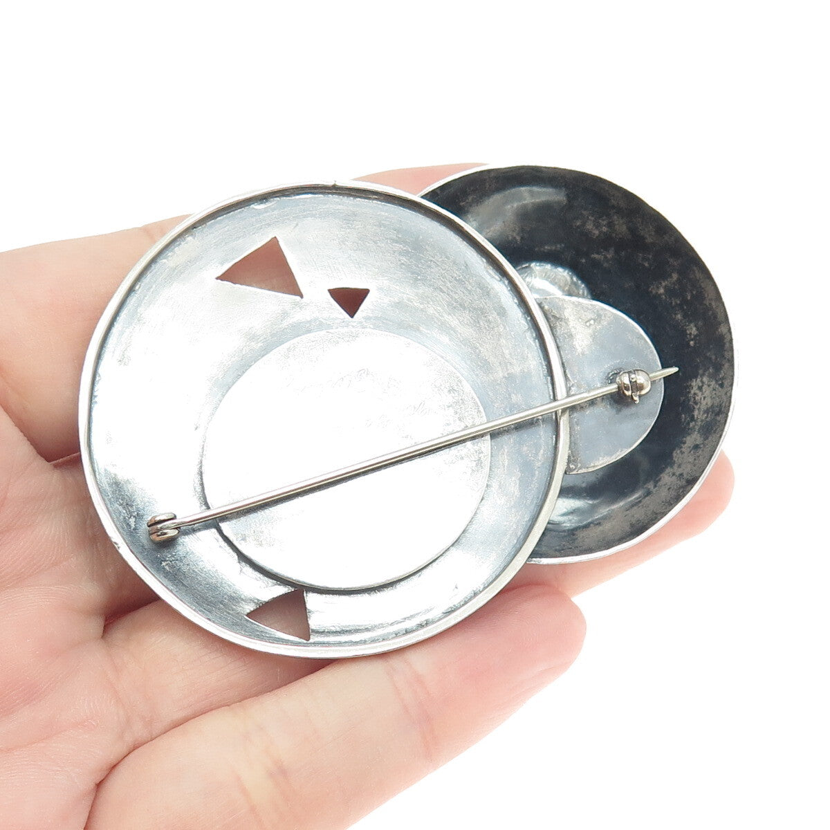 N. GANO 925 Sterling Silver Vintage Packman Pin Brooch