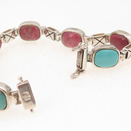 Jay King Desert Rose Sterling Vintage Real Multi-Gem Dual Sided Bracelet 6.25"