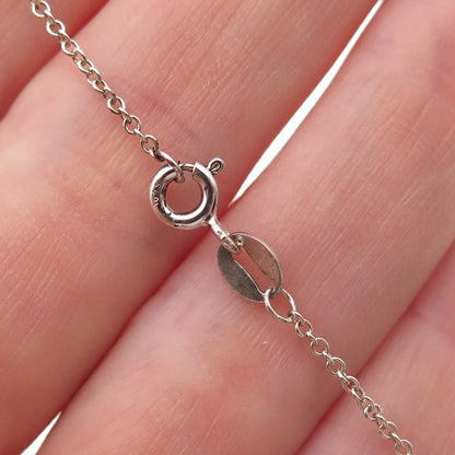 925 Sterling Silver Real Round-Cut Diamond & Pearl Cable Chain Necklace 18"