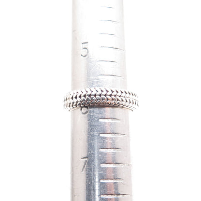 925 Sterling Silver Vintage Wheat Link Band Ring Size 6
