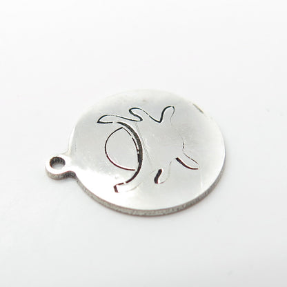 925 Sterling Silver USA Two In Town Etched Charm Pendant