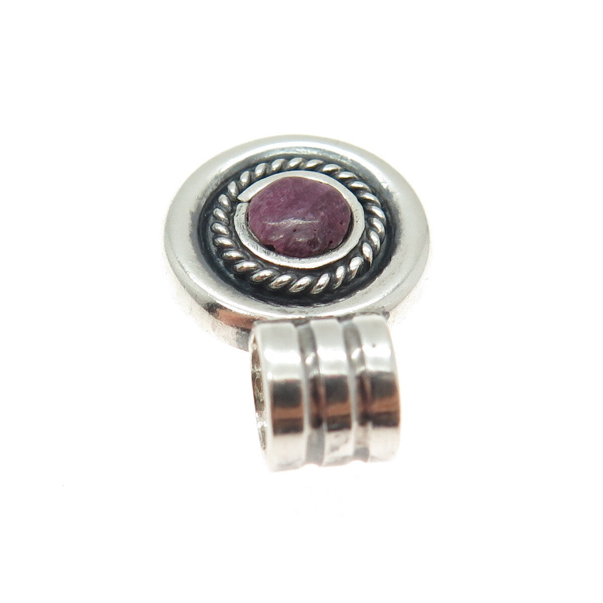 950 Silver Vintage Real Sugilite Roped Oxidized Pendant