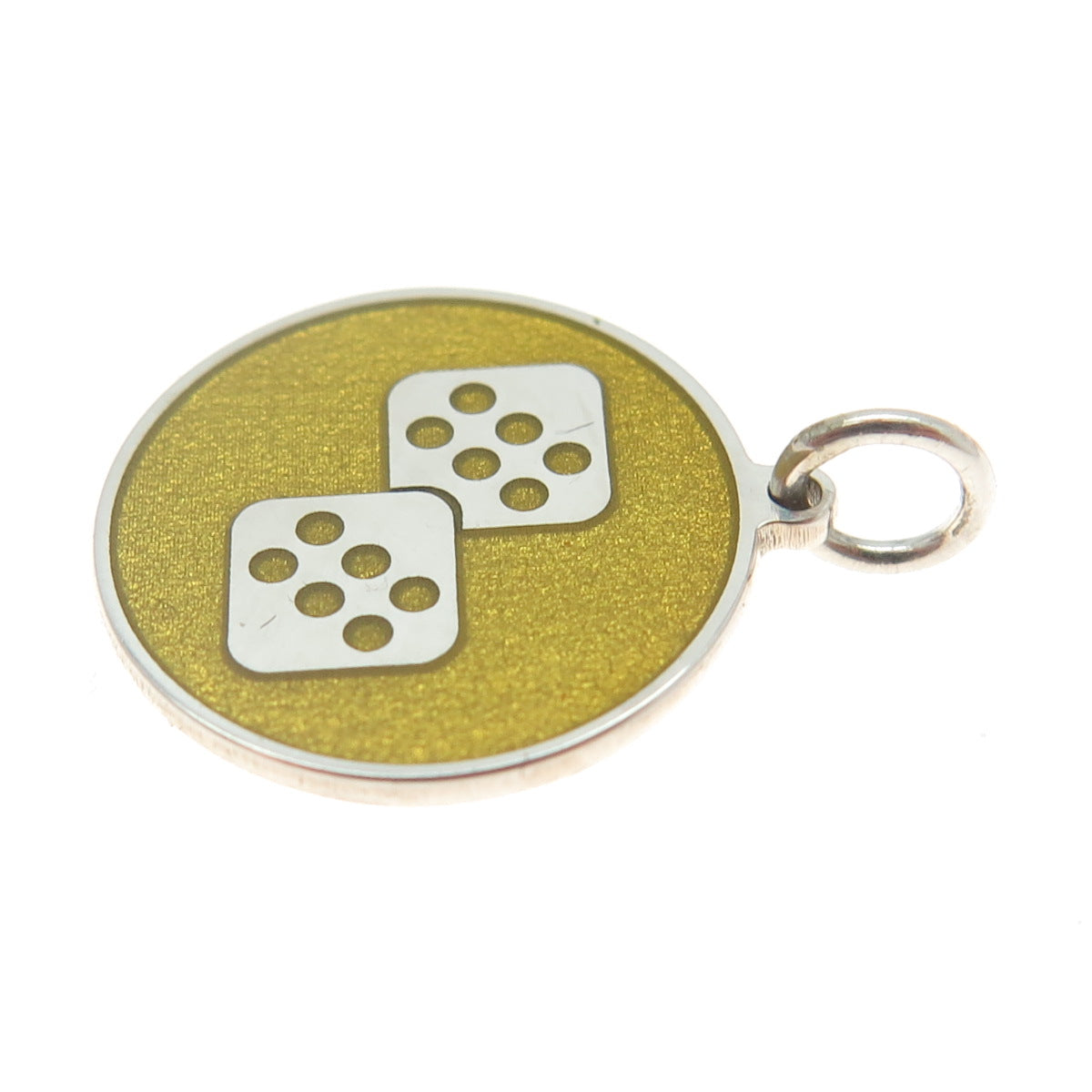 925 Sterling Silver Yellow Enamel Dice for Good Luck Charm Pendant