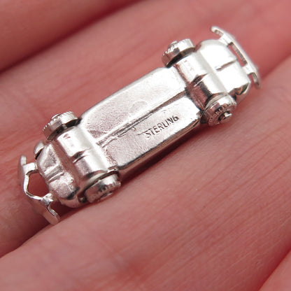925 Sterling Silver Vintage Retro Car 3D Mini Charm Pendant