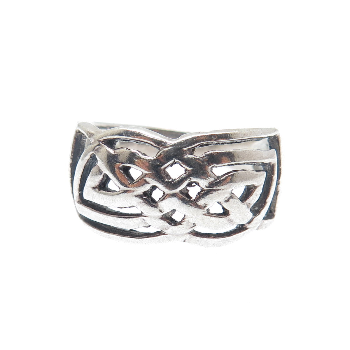 925 Sterling Silver Vintage Celtic Knot Oxidized Ring Size 8.75