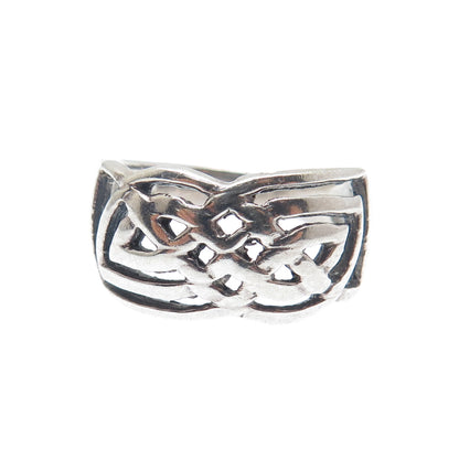925 Sterling Silver Vintage Celtic Knot Oxidized Ring Size 8.75