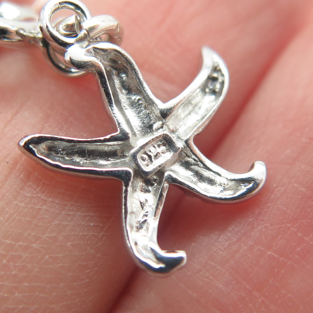 925 Sterling Silver Pave C Z Starfish Charm Pendant