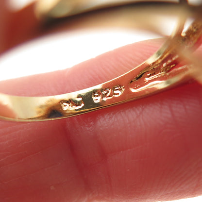 925 Sterling Silver Gold Plated Lab-Created Sapphire & C Z Ring Size 7