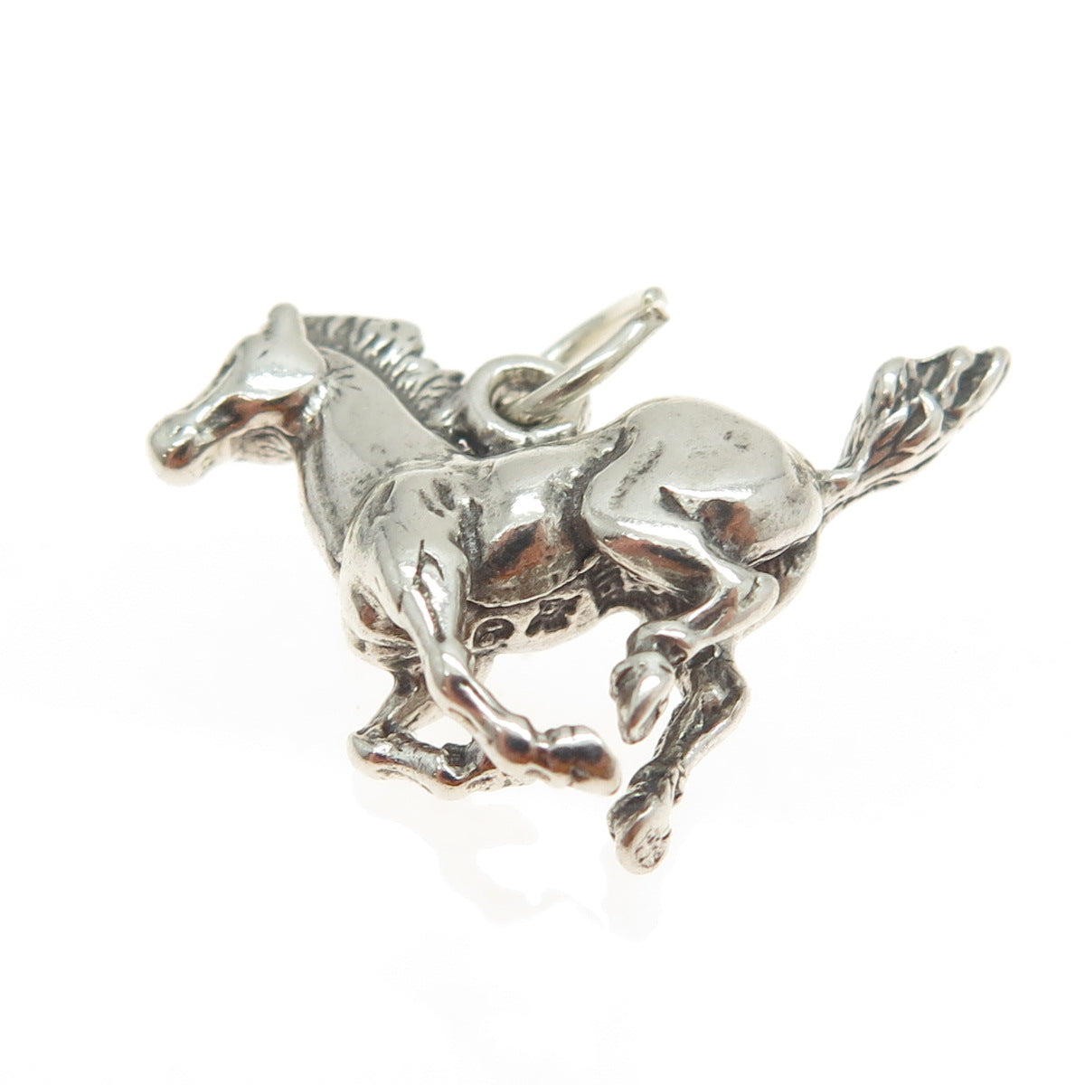 SUN WEST 925 Sterling Silver Vintage Frisky Horse 3D Pendant