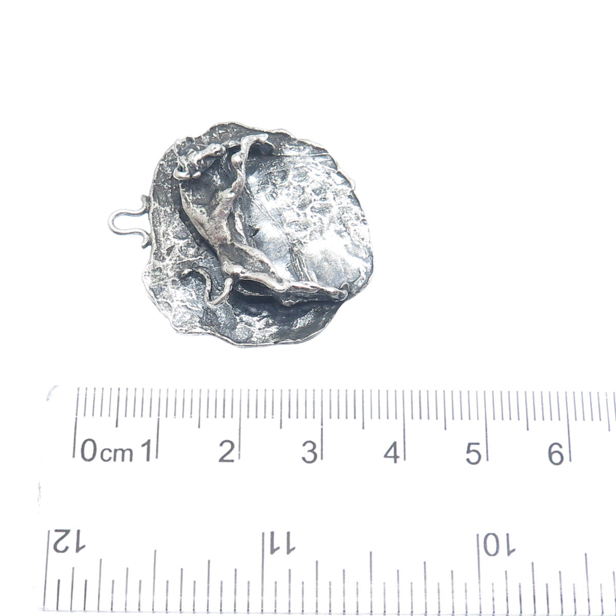 925 Sterling Silver Vintage Taurus Zodiac Modernist Brutalist Oxidized Pendant