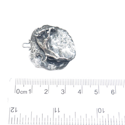 925 Sterling Silver Vintage Taurus Zodiac Modernist Brutalist Oxidized Pendant