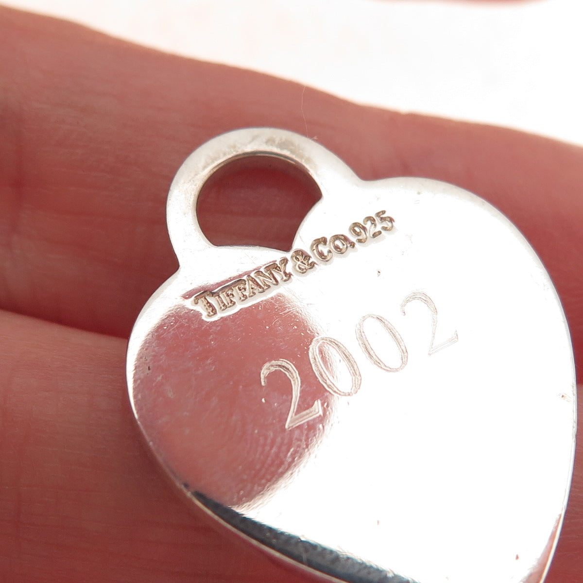 Tiffany & Co. 925 Sterling Silver Vintage Engraved Heart Tag Charm Pendant