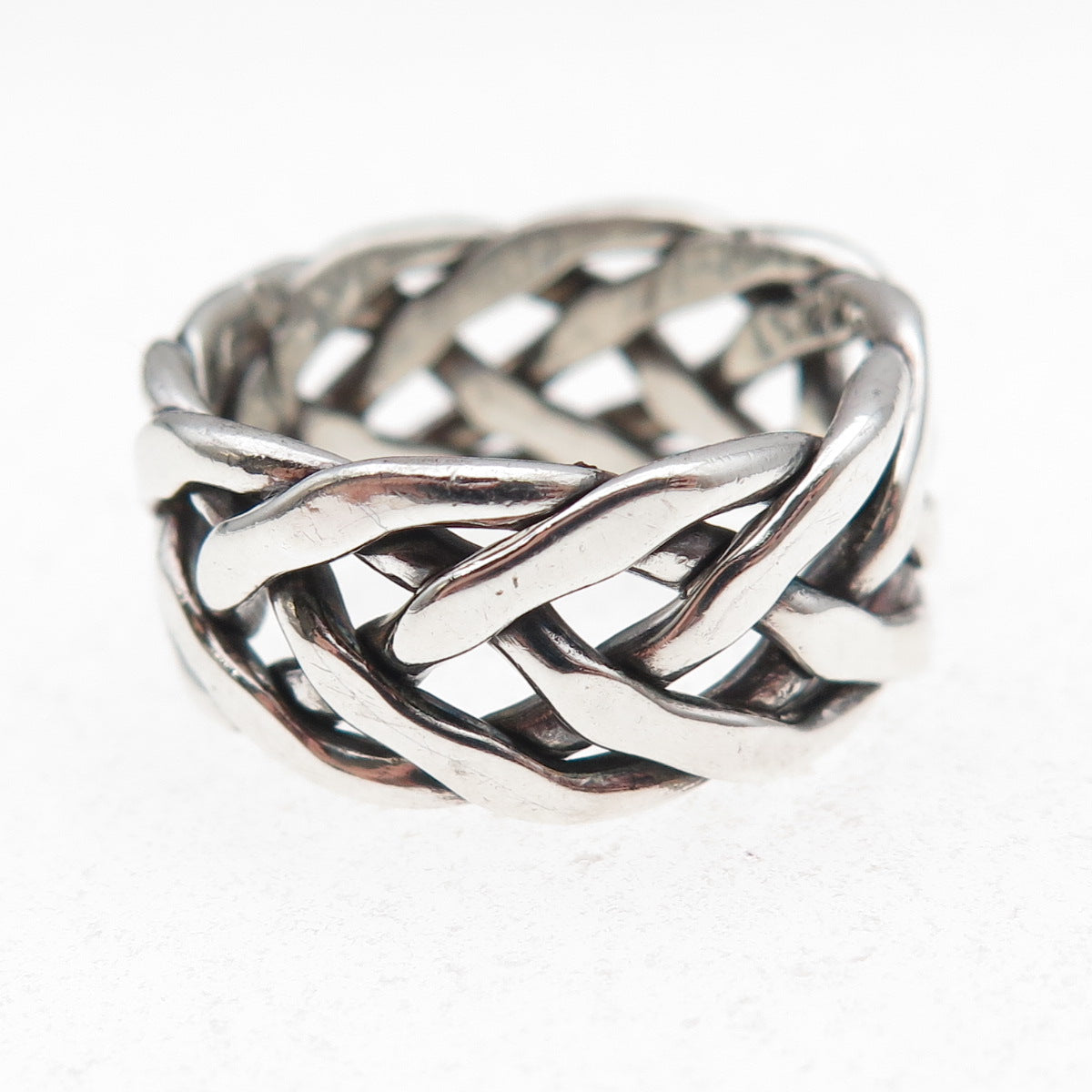 925 Sterling Silver Vintage Braided Oxidized Band Ring Size 8