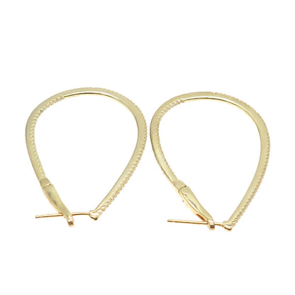 925 Sterling Silver Gold Plated Round-Cut C Z In & Out Drop Hoop Earrings