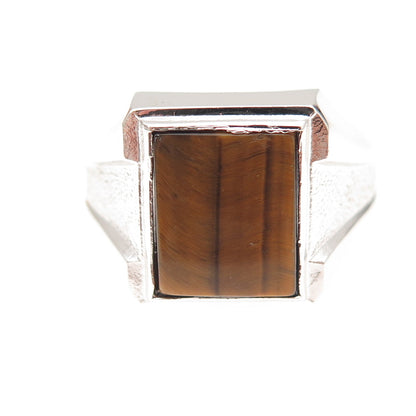 Vargas 925 Sterling Silver Vintage Real Tiger Eye Ring Size 11.25
