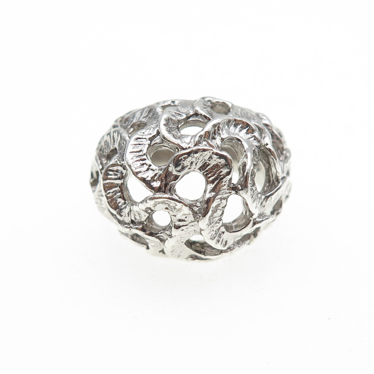 925 Sterling Silver Vintage Modernist Wavy Dome Ring Size 6