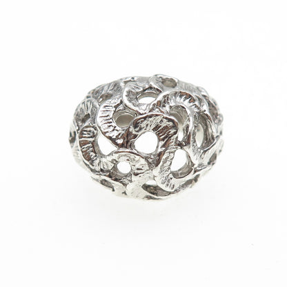 925 Sterling Silver Vintage Modernist Wavy Dome Ring Size 6
