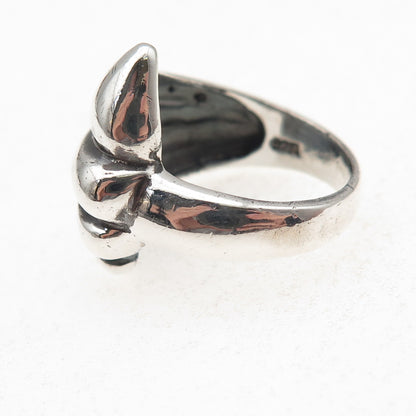 925 Sterling Silver Vintage Modernist Wing Oxidized Ring Size 6.75