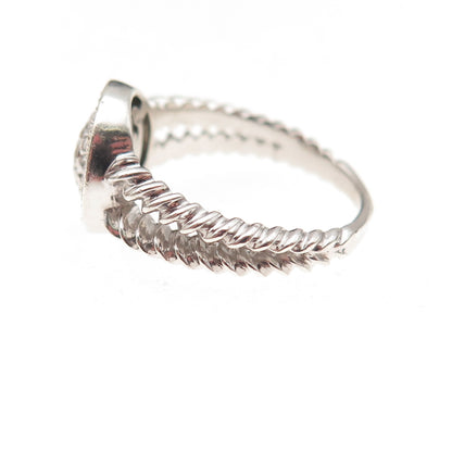 925 Sterling Silver Real Round-Cut Diamond Circle of Life Nugget Ring Size 6.75