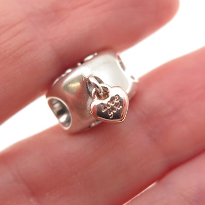 Pandora 925 Sterling Silver & Gold Love You Sister Heart Slide Bead Charm