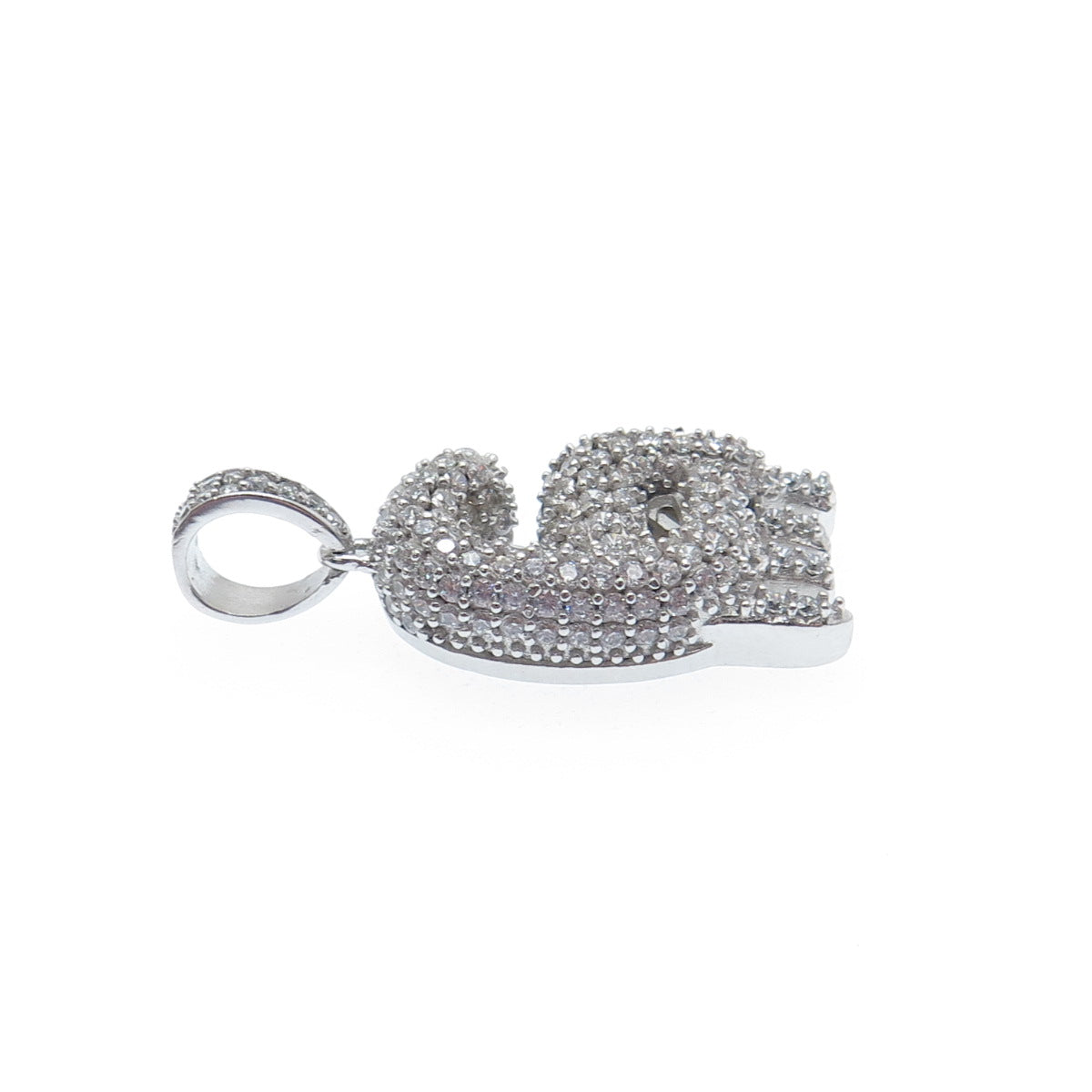925 Sterling Silver Round-Cut C Z Sparkle Melted Letter G Initial Charm Pendant