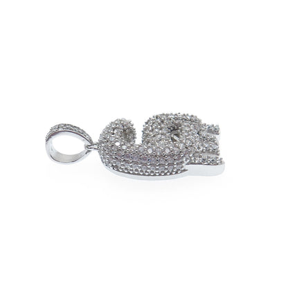 925 Sterling Silver Round-Cut C Z Sparkle Melted Letter G Initial Charm Pendant