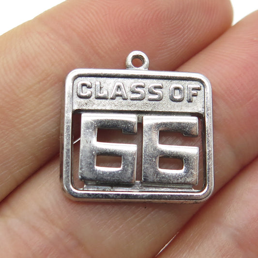 WELLS 925 Sterling Silver Vintage "Class of 1966" Charm Pendant