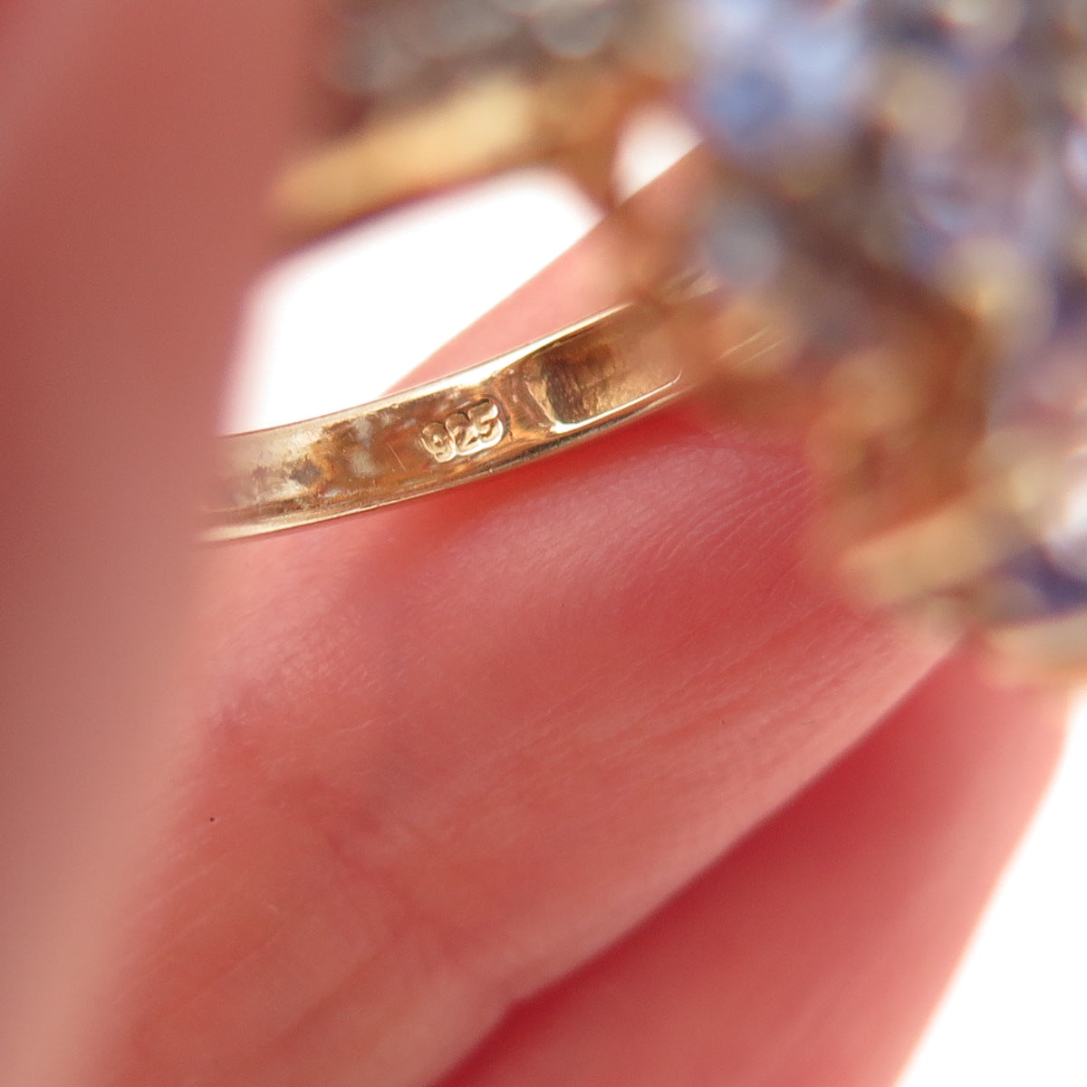 Chuck Clemency 925 Sterling Silver Gold Plated Real Tanzanite Topaz Ring Size 8