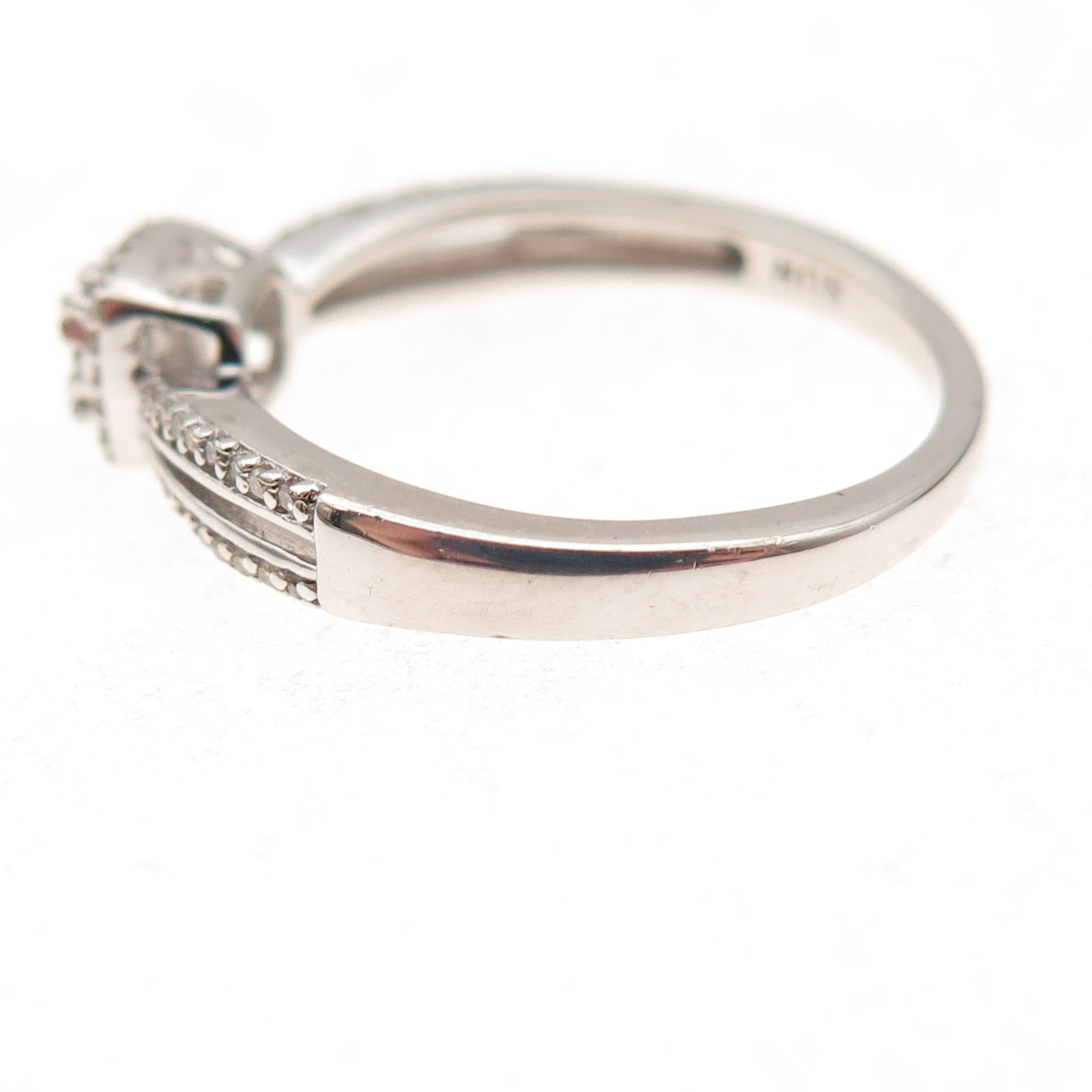 Sun 925 Sterling Silver Real Round-Cut Diamond Engagement Ring Size 7