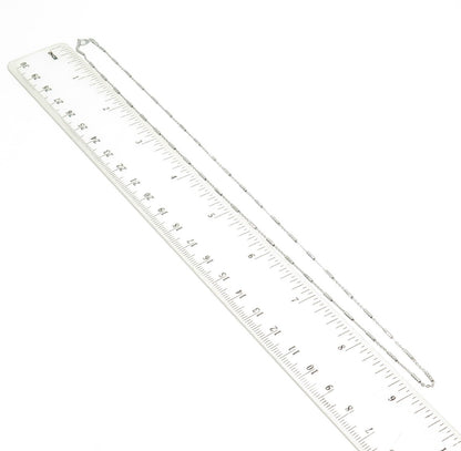 925 Sterling Silver Italy Figaro Diamond-Cut Bar Chain Necklace 18"