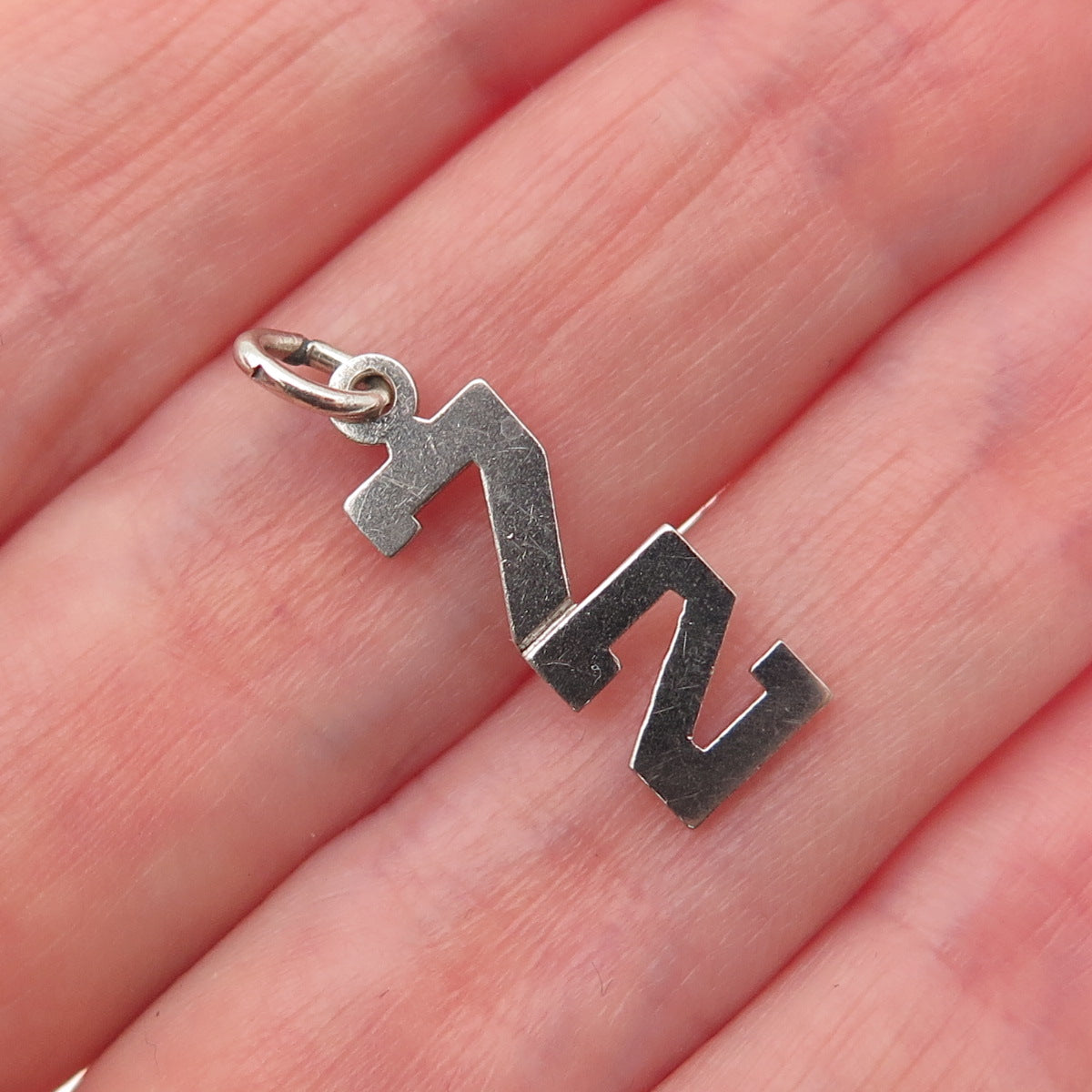 925 Sterling Silver Vintage Lucky Number 72 Mini Charm Pendant