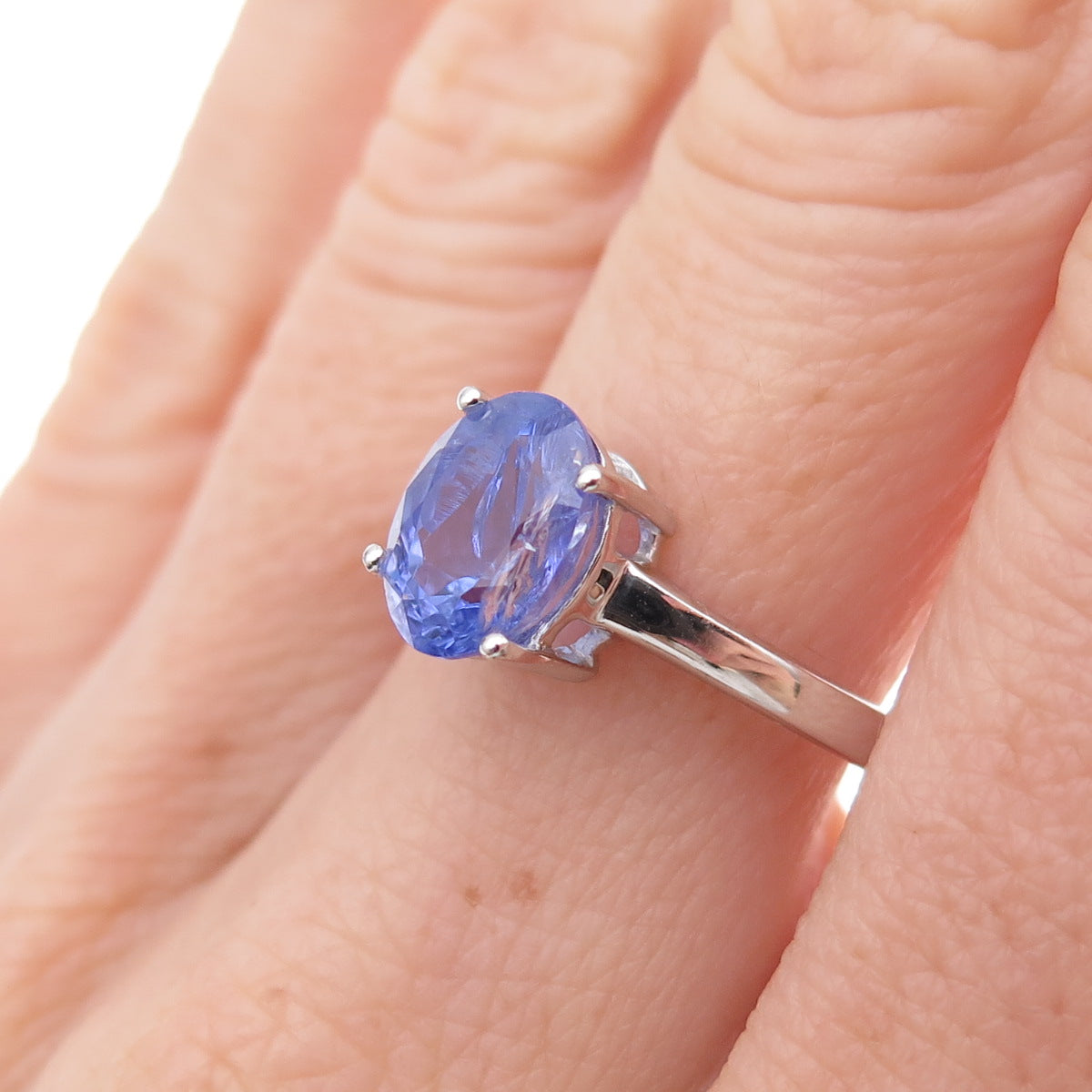 925 Sterling Silver Real Oval-Cut Tanzanite Ring Size 8
