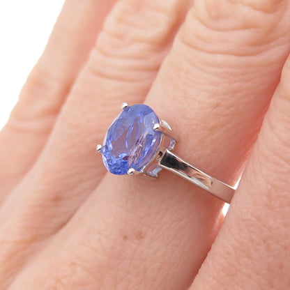 925 Sterling Silver Real Oval-Cut Tanzanite Ring Size 8