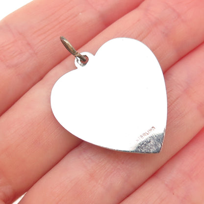 925 Sterling Silver Vintage Rhinestone A Date to Remember Heart Charm Pendant