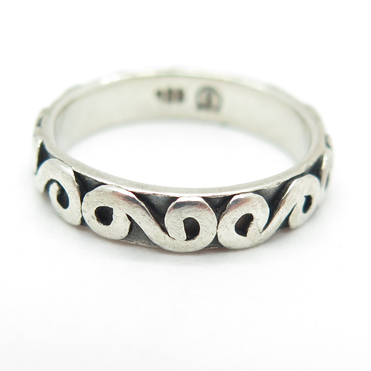 925 Sterling Silver Vintage Spiral All Around Band Ring Size 6.5