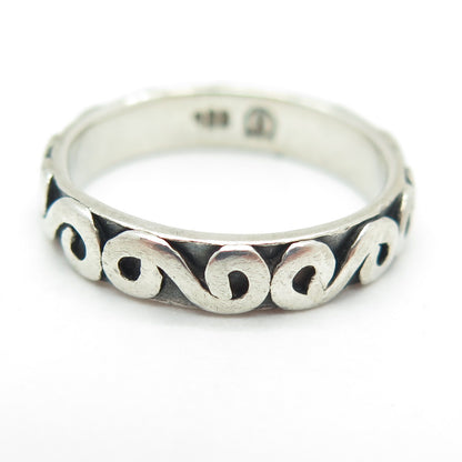 925 Sterling Silver Vintage Spiral All Around Band Ring Size 6.5