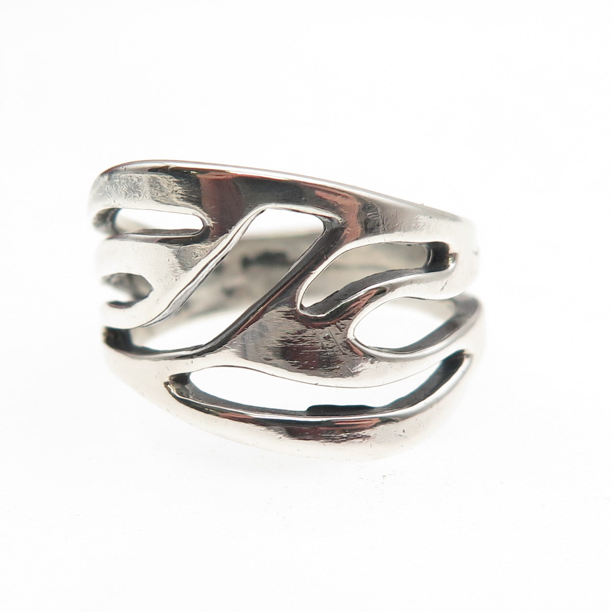 Cellini 925 Sterling Silver Vintage Modernist Oxidized Ring Size 7