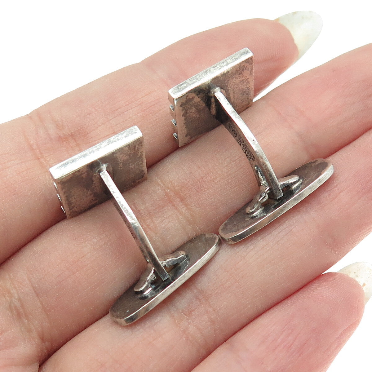 FIR. MUNKSGAARD 925 Sterling Silver Vintage Denmark Modernist Cufflinks #358