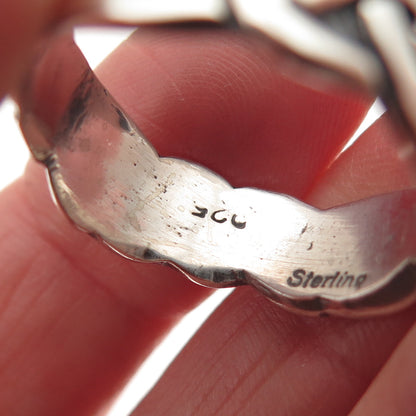 925 Sterling Silver Vintage Celtic Knot Oxidized Band Ring Size 10.75