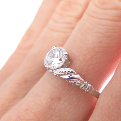 VARGAS & LIND Sterling Silver Vintage Round-Cut C Z Engagement Ring Size 11.25