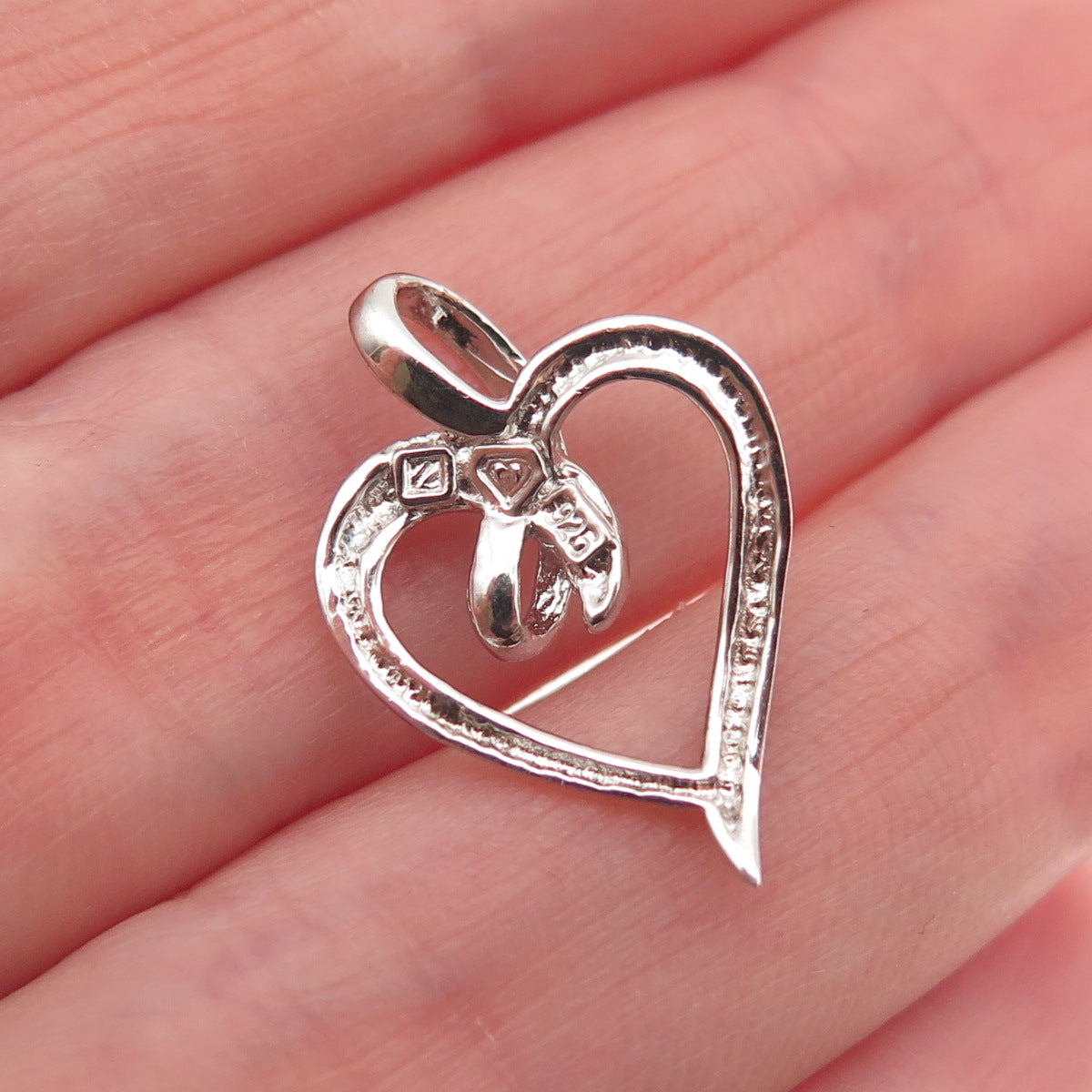 925 Sterling Silver Round-Cut C Z Heart Mini Charm Pendant